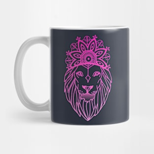 Pink Sky Mandala Lion Mug